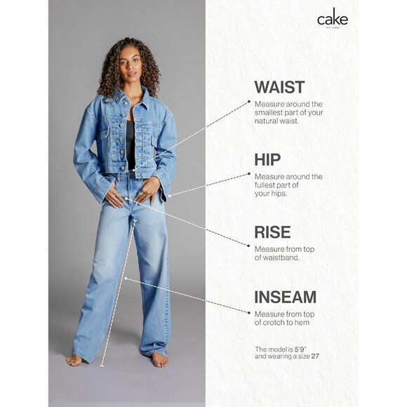 Women High Rise Loose Straight Jeans Light Blue Cotton Elastane Zipper - Picture 5 of 7